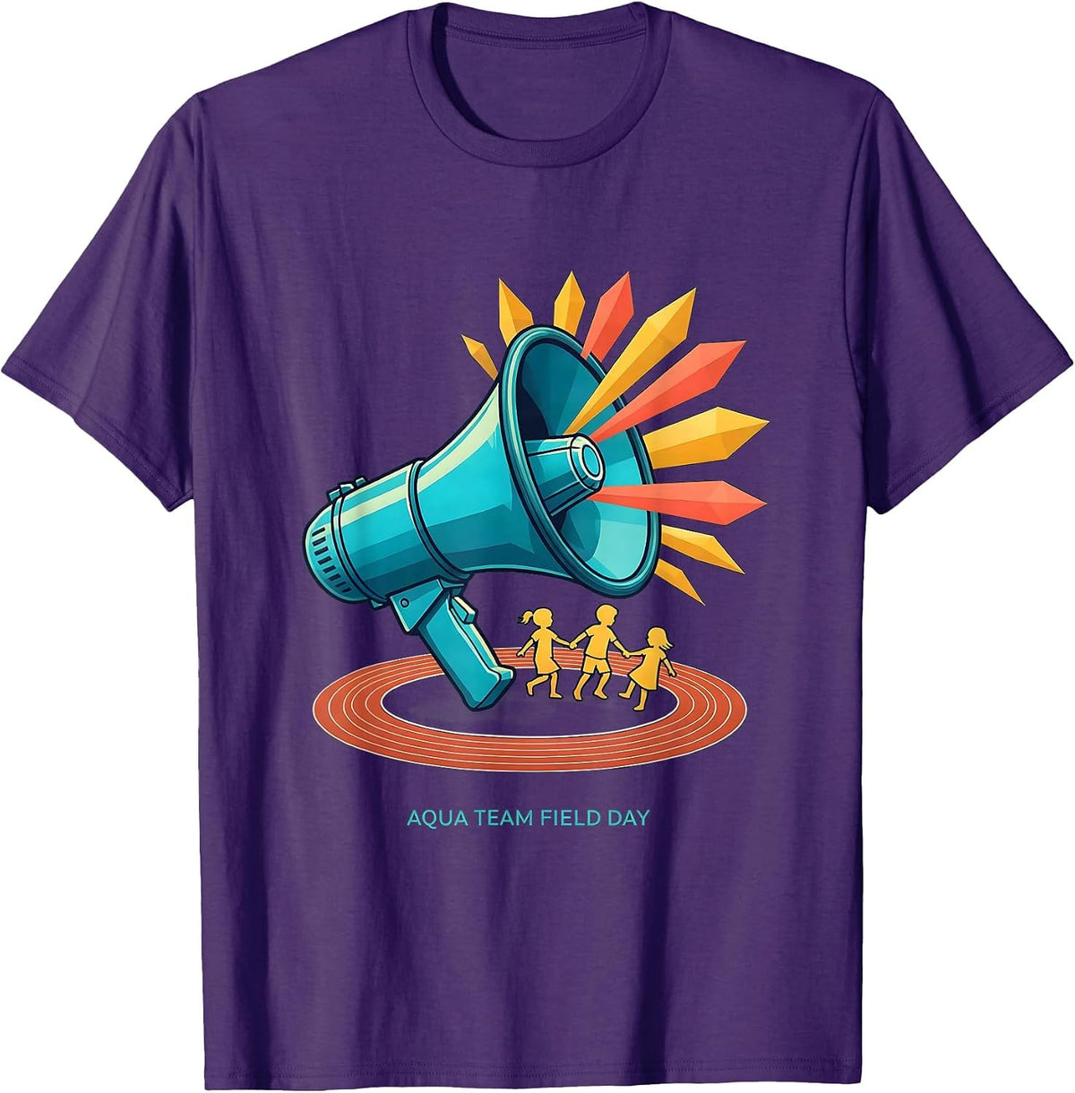 Aqua Team Field Day Flat Vector School Field Day Kids T-Shirt - Purple