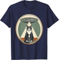 Tuxedo Cat UFO Abduction Funny Pet Lover Gift T-Shirt - Navy Blue