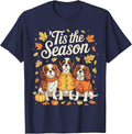 Tis The Season Cavalier King Charles Spaniel Autumn Pumpkin T-Shirt - Navy Blue