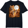 Orange Tabby Cat Howling Moon Design Funny Tabby Cat Meme T-Shirt - Black