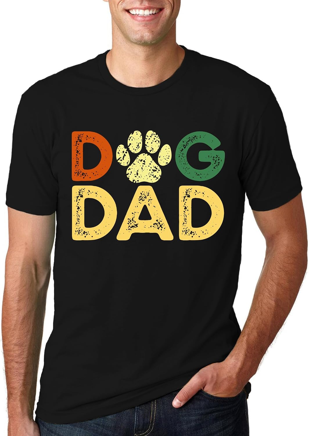 Dad Shirts for Men Funny Dog Cat Dad T-Shirts Fathers Day Tee for Daddy Papa Birthday Tops - Black