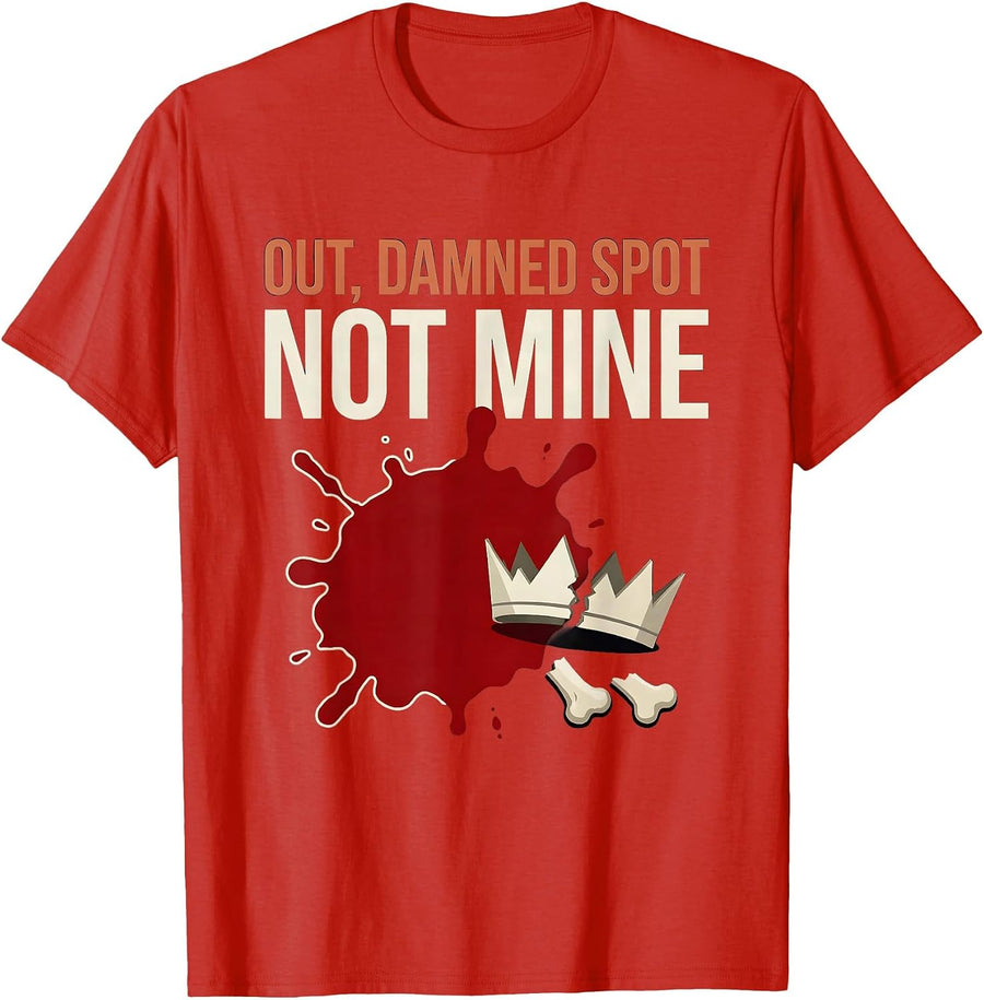 Men's Out Damned Spot Not Mine Vintage Shakespeare Literary Humor T-Shirt - Red