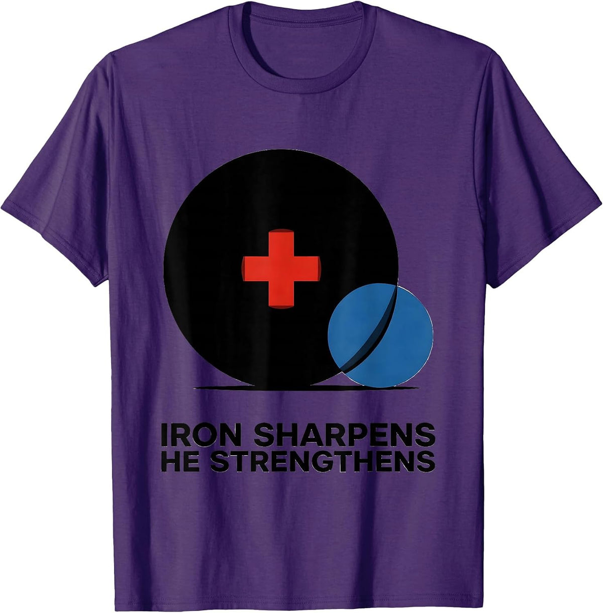 Iron Sharpens He Strengthens Bauhaus Modernist Christian Gym T-Shirt - Purple