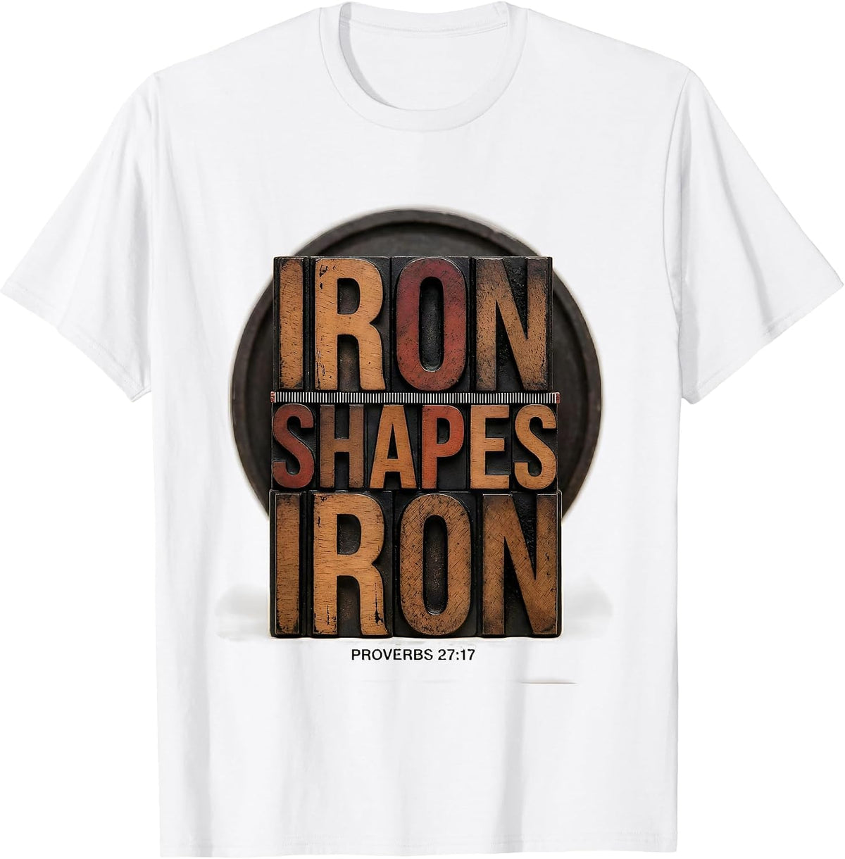 Men's Iron Shapes Iron Proverbs 27:17 Christian Men Gym Workout T-Shirt - White