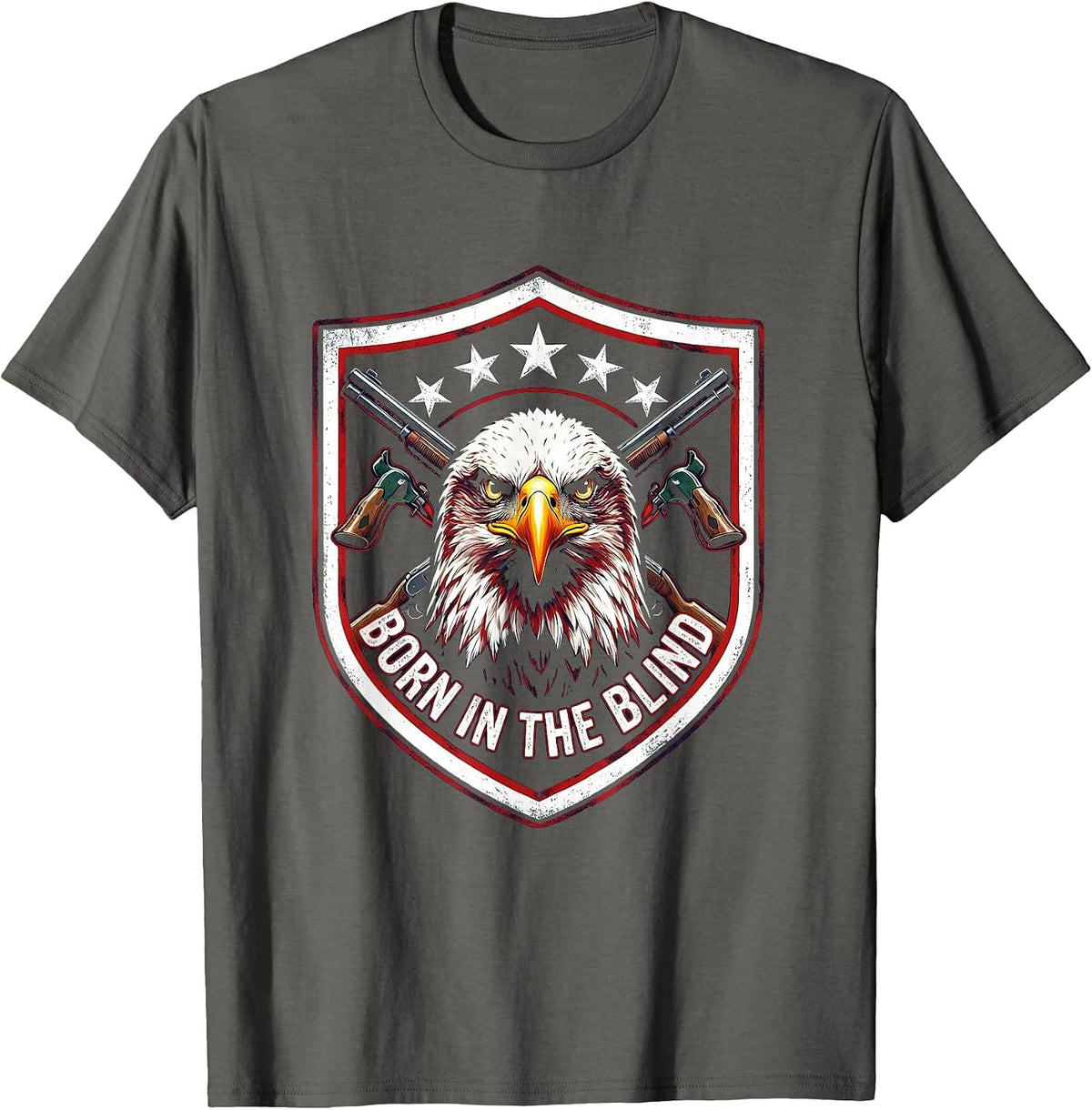 Men's Born in the Blind Duck Camo Hunting Design T-Shirt - Asphalt Grey