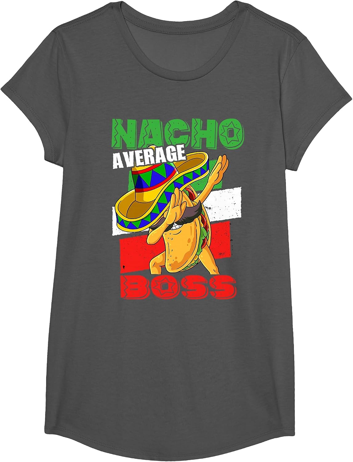 Nacho Average Boss T-Shirt - Girls Asphalt Grey