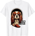 Men's Cav's Head Butler Cartoon Cavalier King Charles Spaniel Ruby T-Shirt - White
