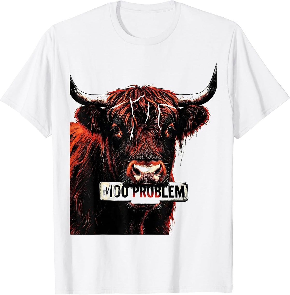 Men's Moo Problem Funny Highland Cow Humor Floral Lover T-Shirt - White