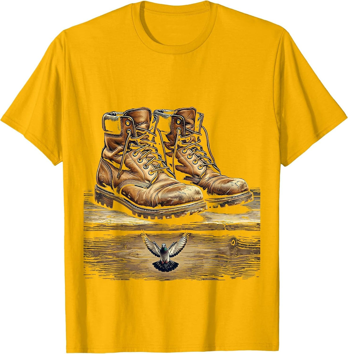 Social Worker Worn Boots Doorstep Graphic T-Shirt - Golden Yellow