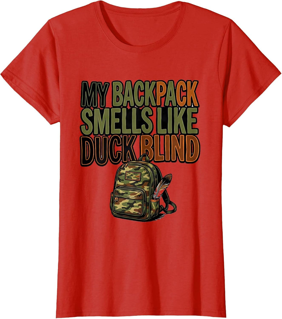 My Backpack Smells Like Duck Blind Funny Hunting Youth T-Shirt - Red