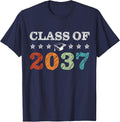 Class of 2037 Grow with Me First Day School Back to School T-Shirt - Navy Blue