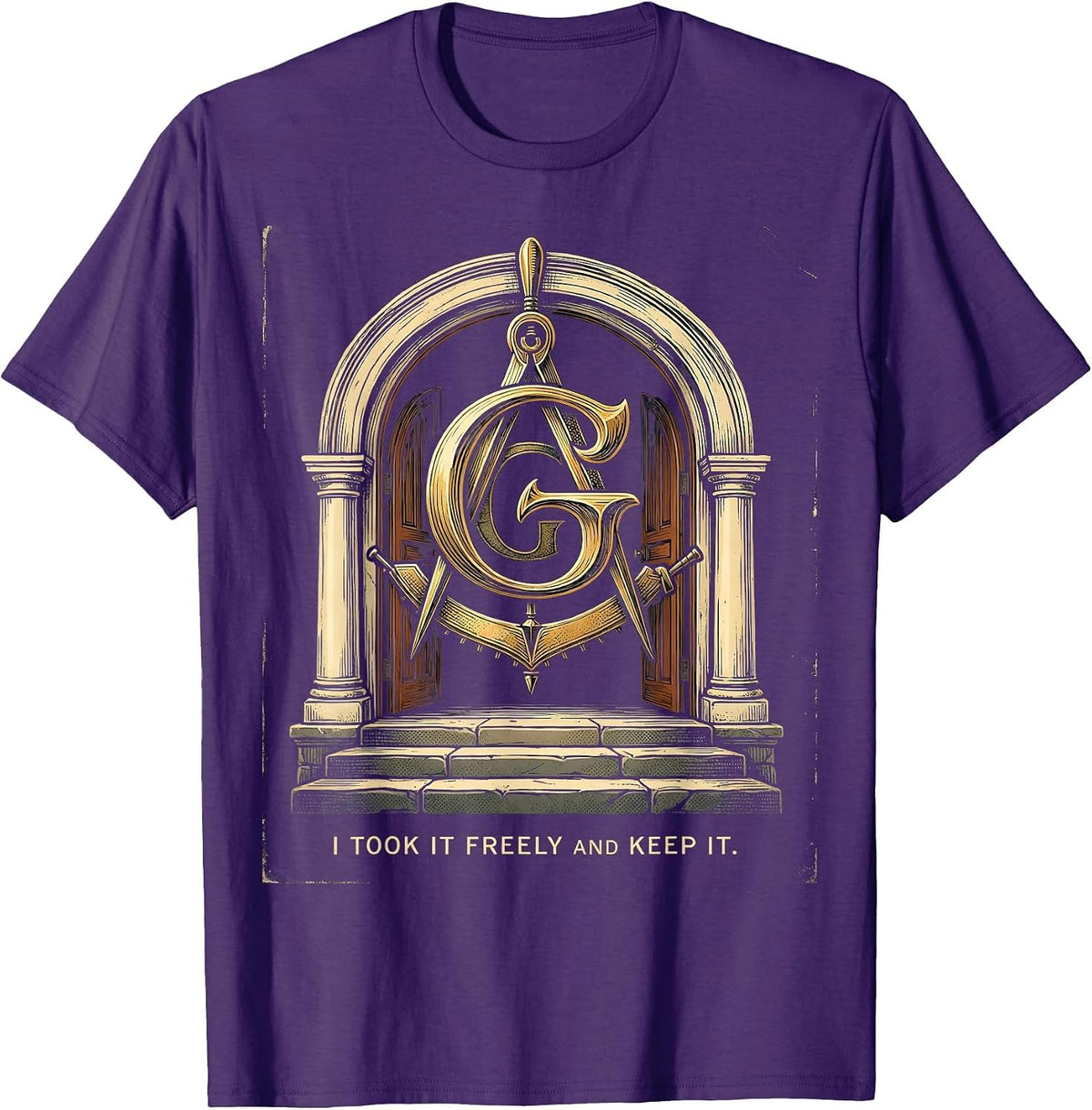 Men's I Took It Freely And Keep It Vintage Freemason Square T-Shirt - Purple
