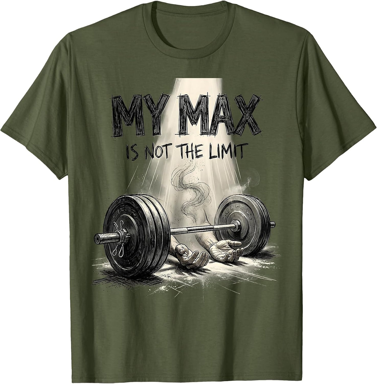 Men's My Max Is Not The Limit Faith Fitness Funny Gym Workout T-Shirt - Olive Green