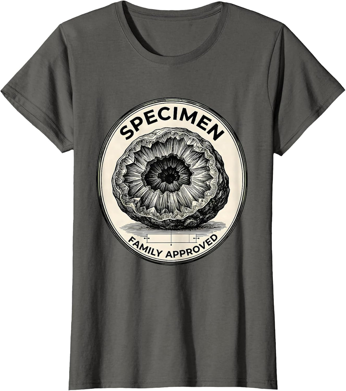 Women's Specimen Family Approved Botanical Geode Rock Collector T-Shirt - Asphalt Grey
