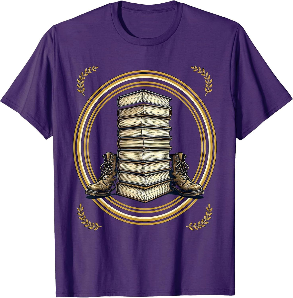 Boots and Books Reading Lover Graphic Design T-Shirt - Purple