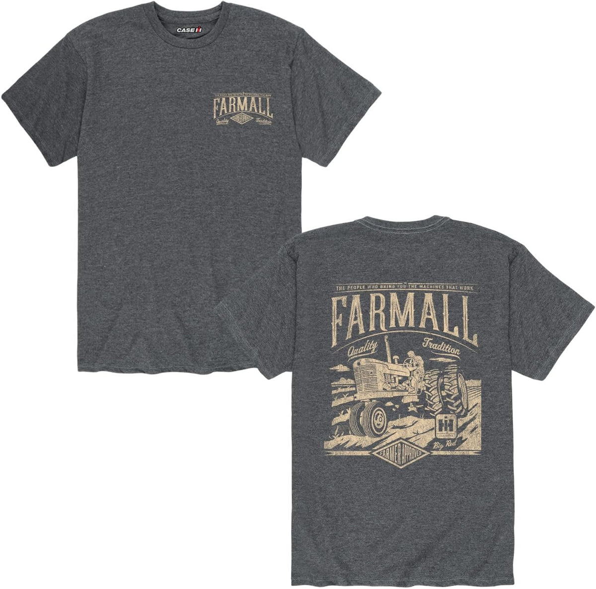 Vintage Farmall Cream On Dark - Men's Short Sleeve Graphic T-Shirt - Heather Charcoal