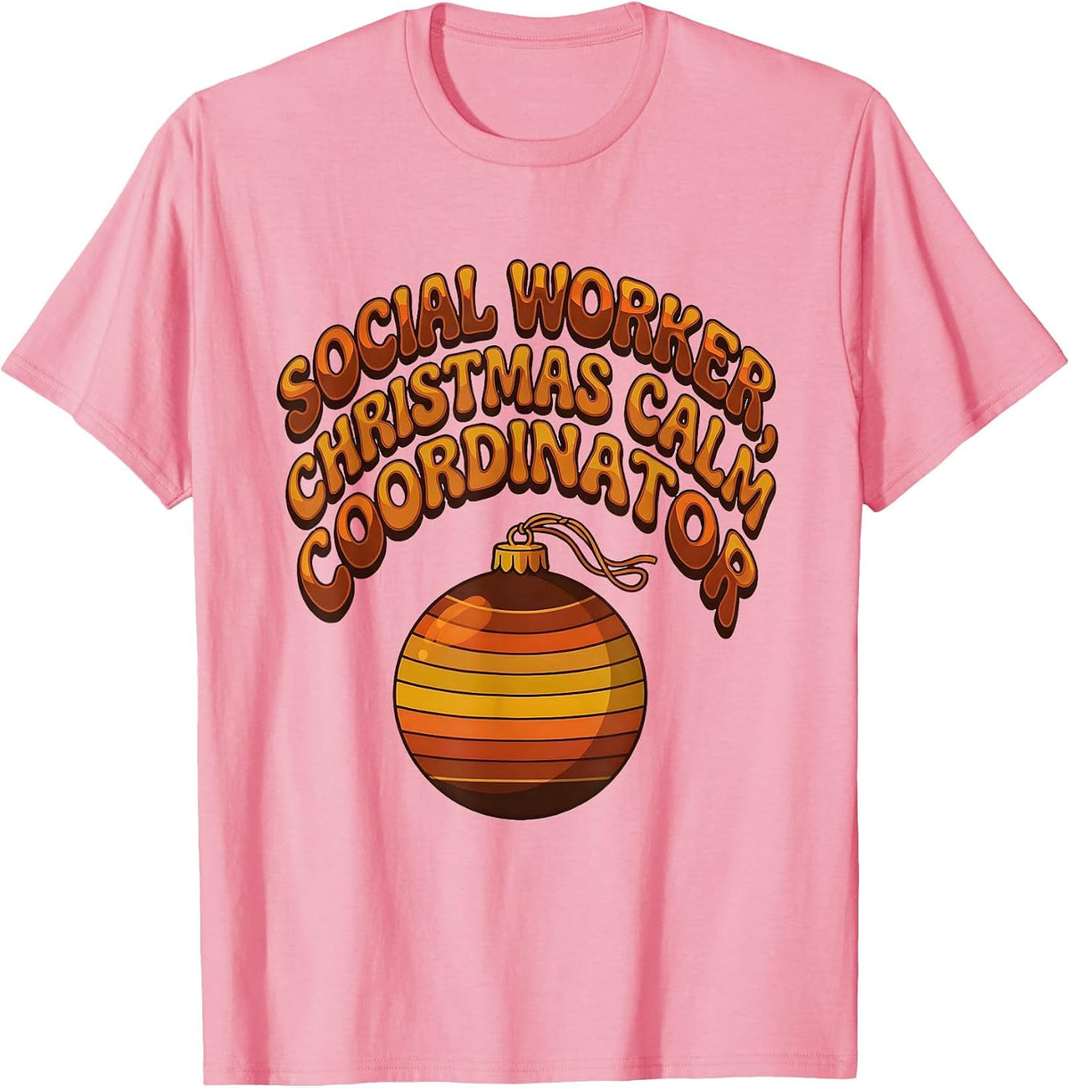 Men's Social Worker, Christmas Calm Coordinator Retro T-Shirt - Pink