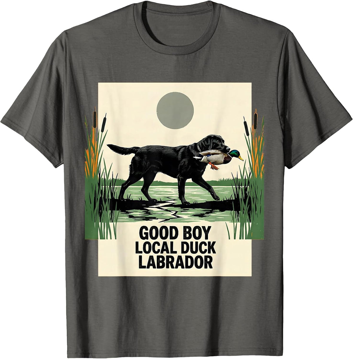 Good Boy Local Duck Labrador Hunting Dog Rural Pride T-Shirt - Asphalt Grey