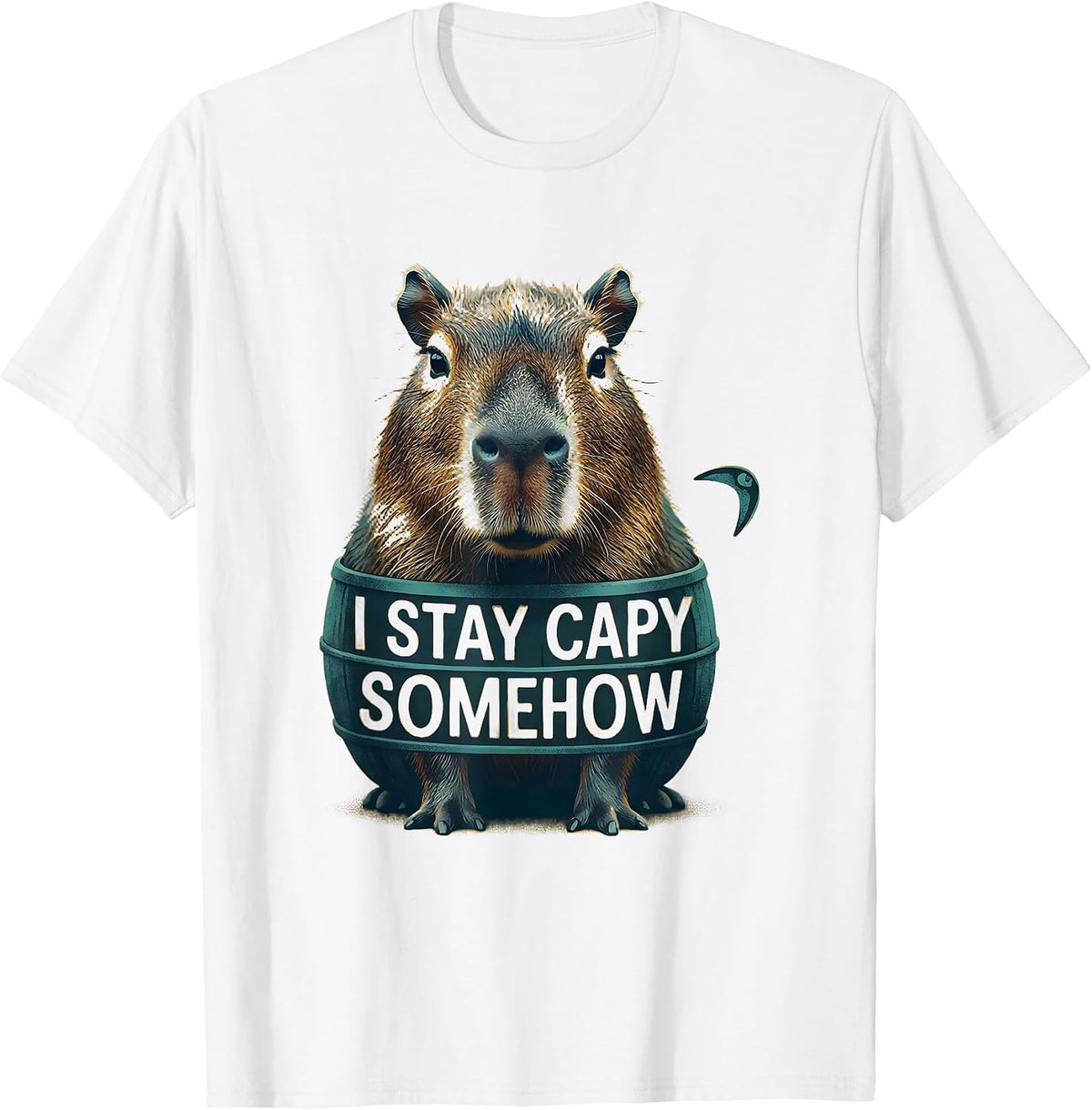 Men's I Stay Capy Somehow Funny Capybara Meme Animal Lover Humor T-Shirt - White