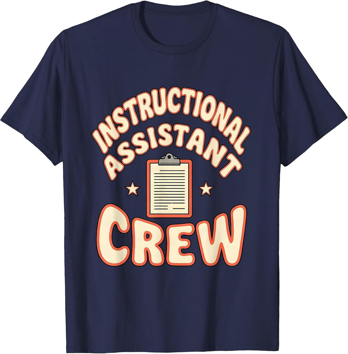 Instructional Assistant Crew Retro PTA Parent Volunteer Crew T-Shirt - Navy Blue