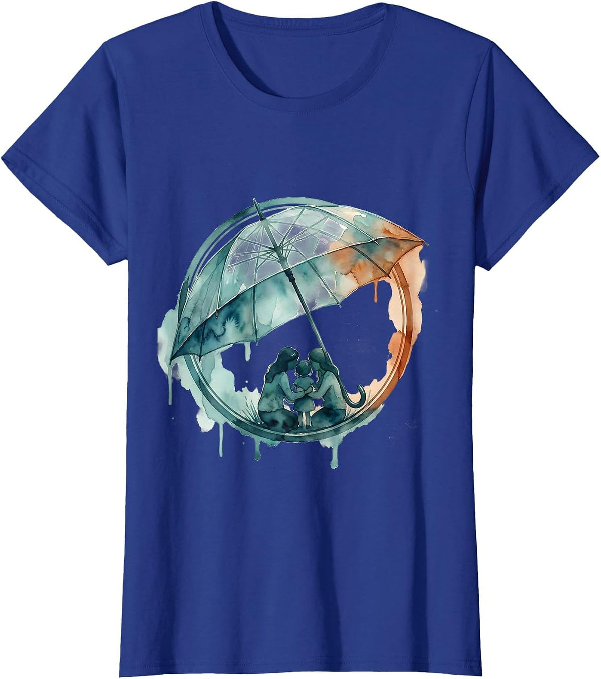 Women's Social Worker Umbrella Shelter Graphic Design T-Shirt - Royal Blue