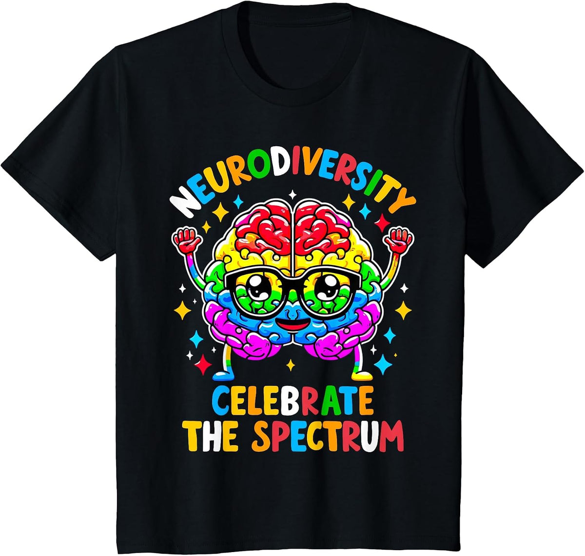 Neurodiversity Brain Autism Awareness T-Shirt - Black