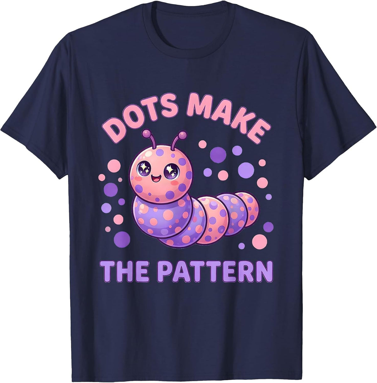 Dots Make The Pattern Artistic Design T-Shirt - Navy Blue