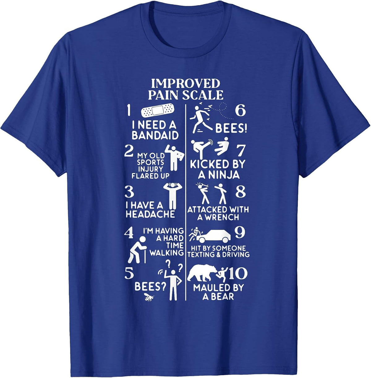 Physical Therapy Improved Pain Scale Ortho Rehab Massage PT T-Shirt - Royal Blue