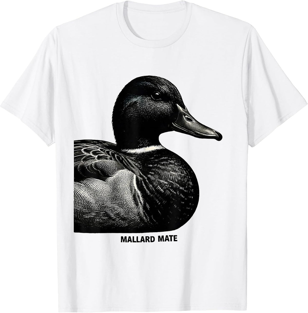 Men's Mallard Mate Scratchboard Duck Hunting Youth Camo Humor T-Shirt - White