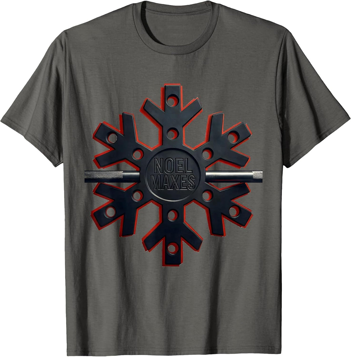 Men's Noel Maxes Funny Christmas Gym Bodybuilder Weightlifting T-Shirt - Asphalt Grey