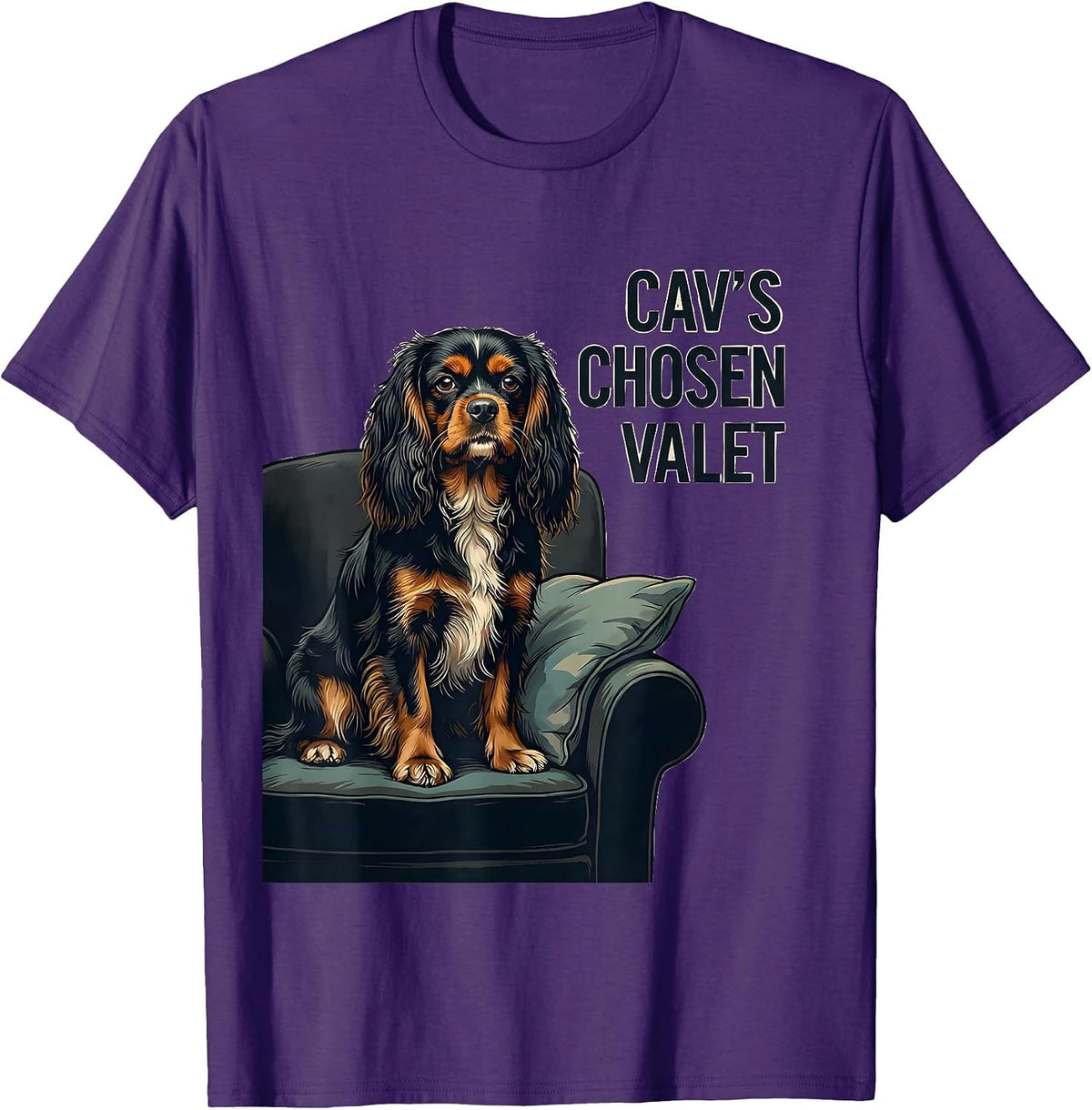 Cav's Chosen Valet Funny Cavalier King Charles Spaniel Dog T-Shirt - Purple