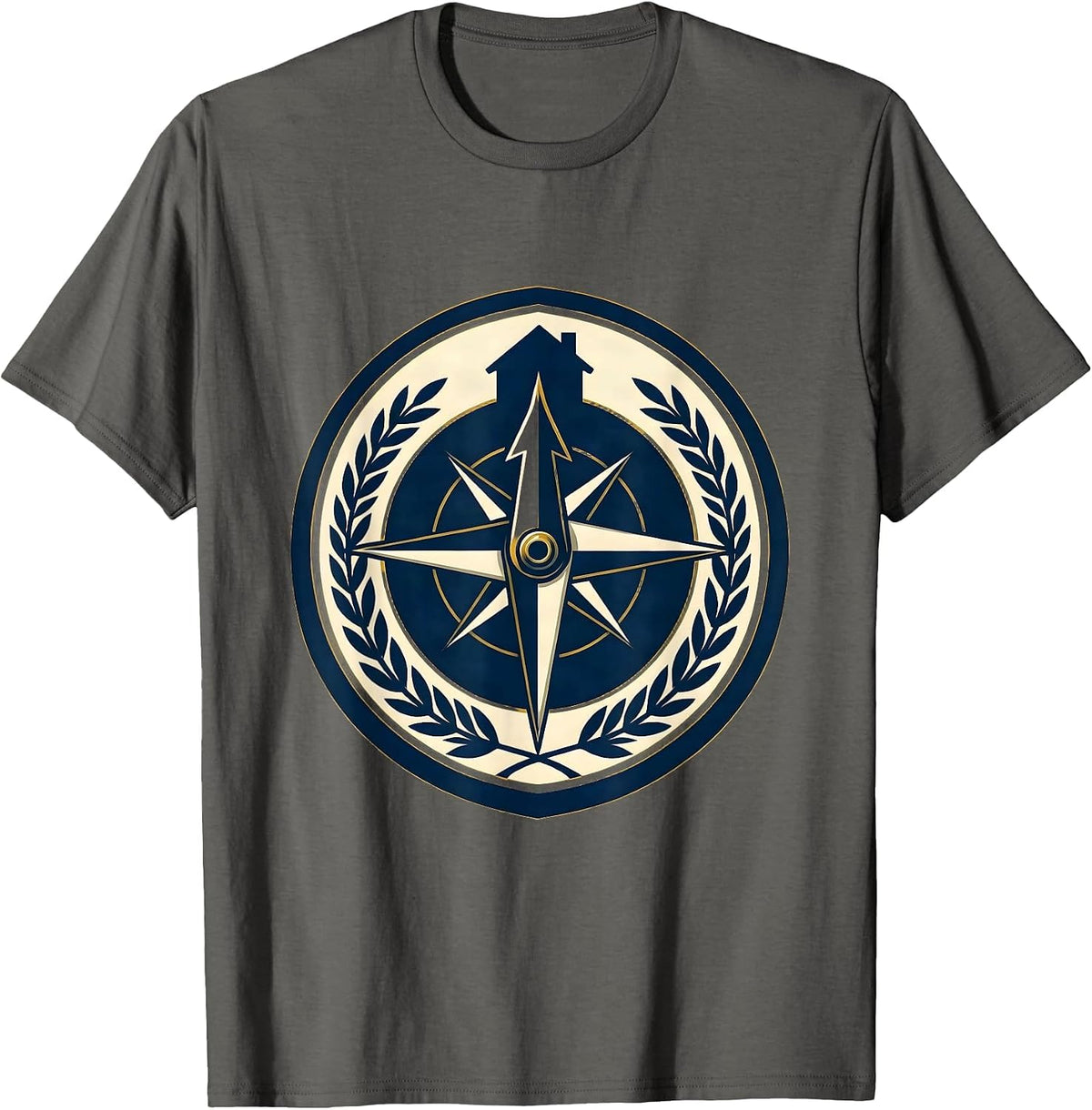Men's Social Worker Compass Home Graphic Design T-Shirt - Asphalt Grey