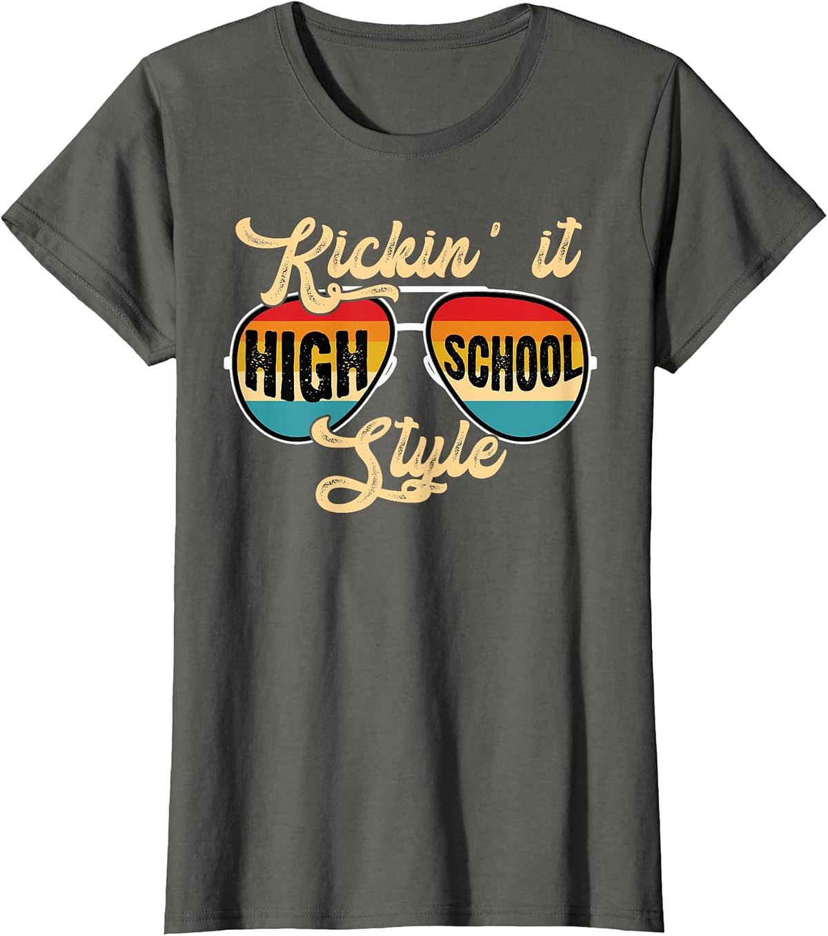 Retro Kickin It High School Style Teacher Back to School T-Shirt - Asphalt Grey