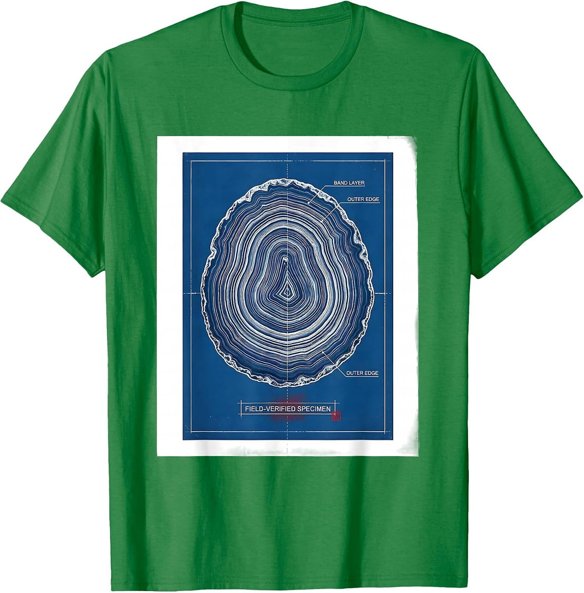 Men's Field-Verified Specimen Technical Blueprint Geology Rock T-Shirt - Kelly Green