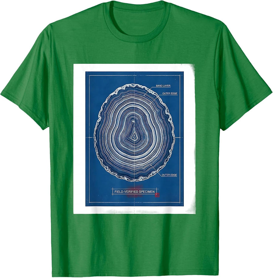 Men's Field-Verified Specimen Technical Blueprint Geology Rock T-Shirt - Kelly Green