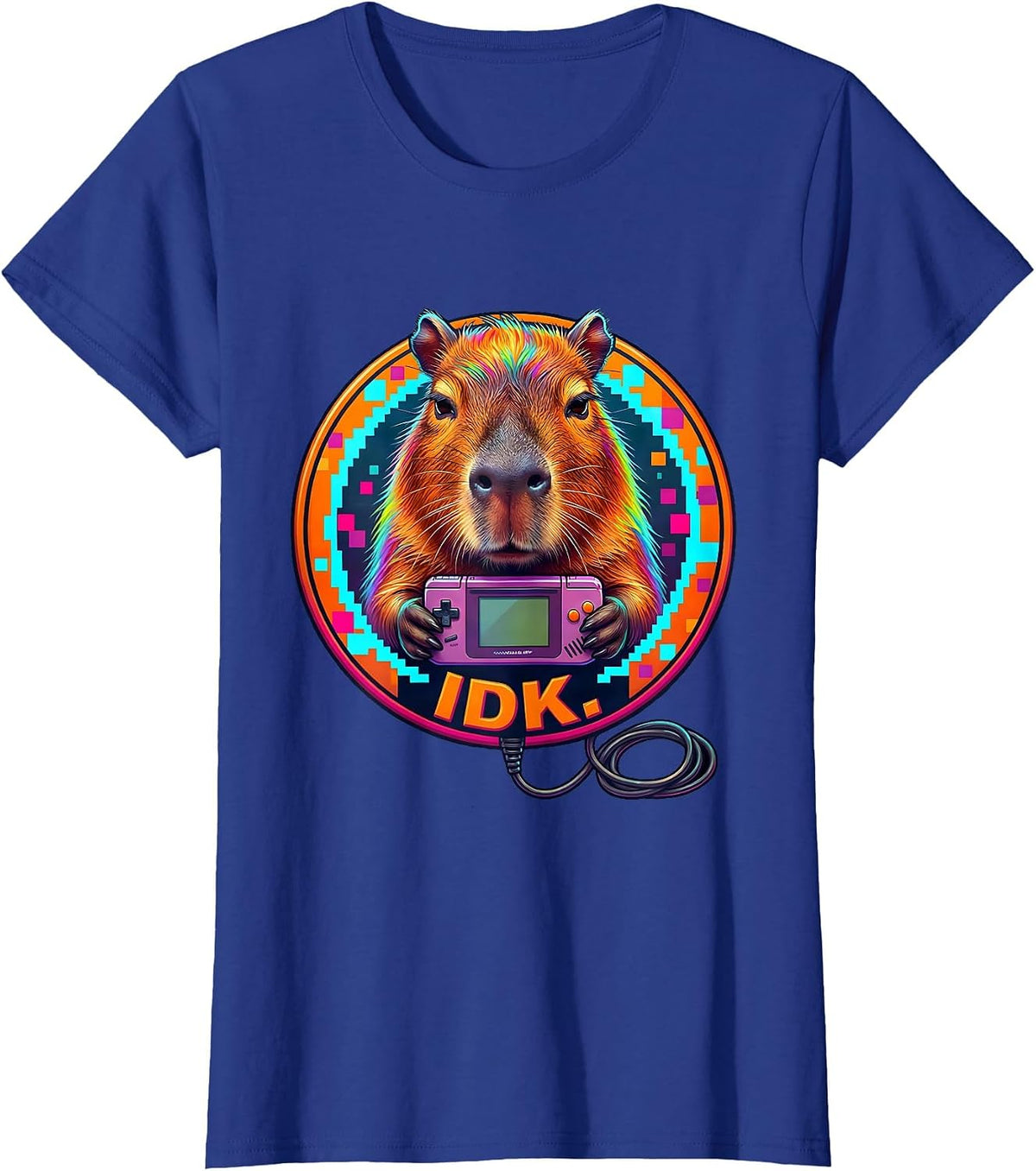 Women's IDK Colorful Capybara Gamer Meme Humor T-Shirt - Royal Blue