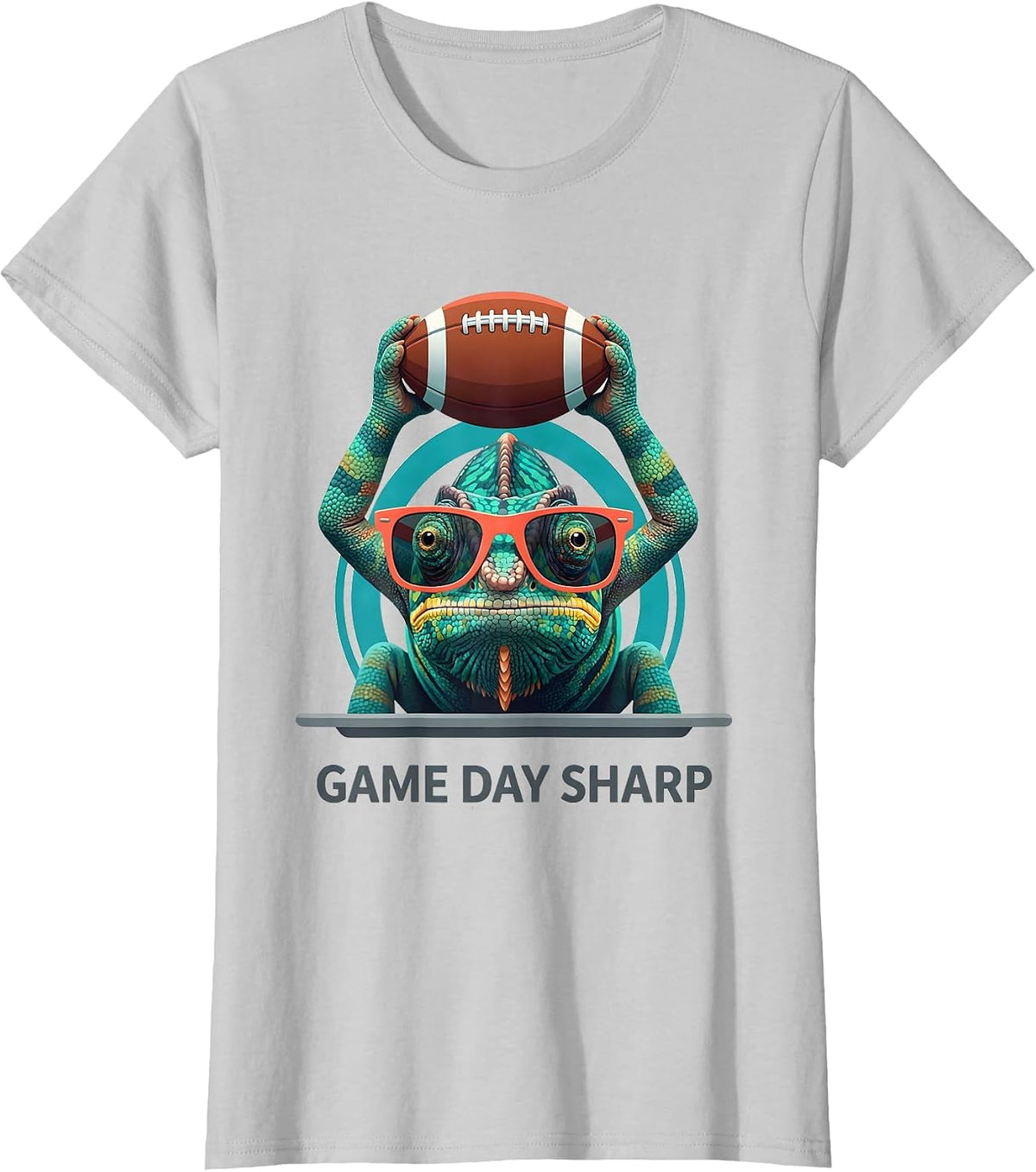 Game Day Sharp Flat Vector Chameleon Mascot Football Season T-Shirt - Silver Grey