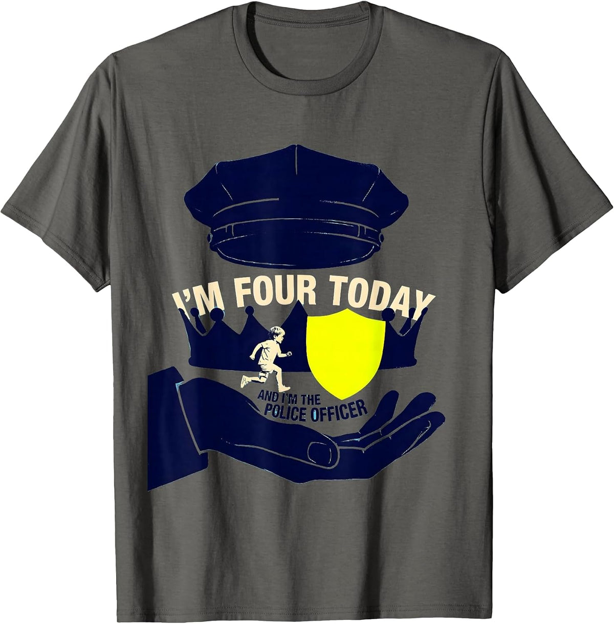 Men's I'm Four Today And I'm The Police Officer Birthday T-Shirt - Asphalt Grey