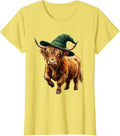 Soft Highland Cow Witch Halloween Storybook Humor T-Shirt - Lemon Yellow