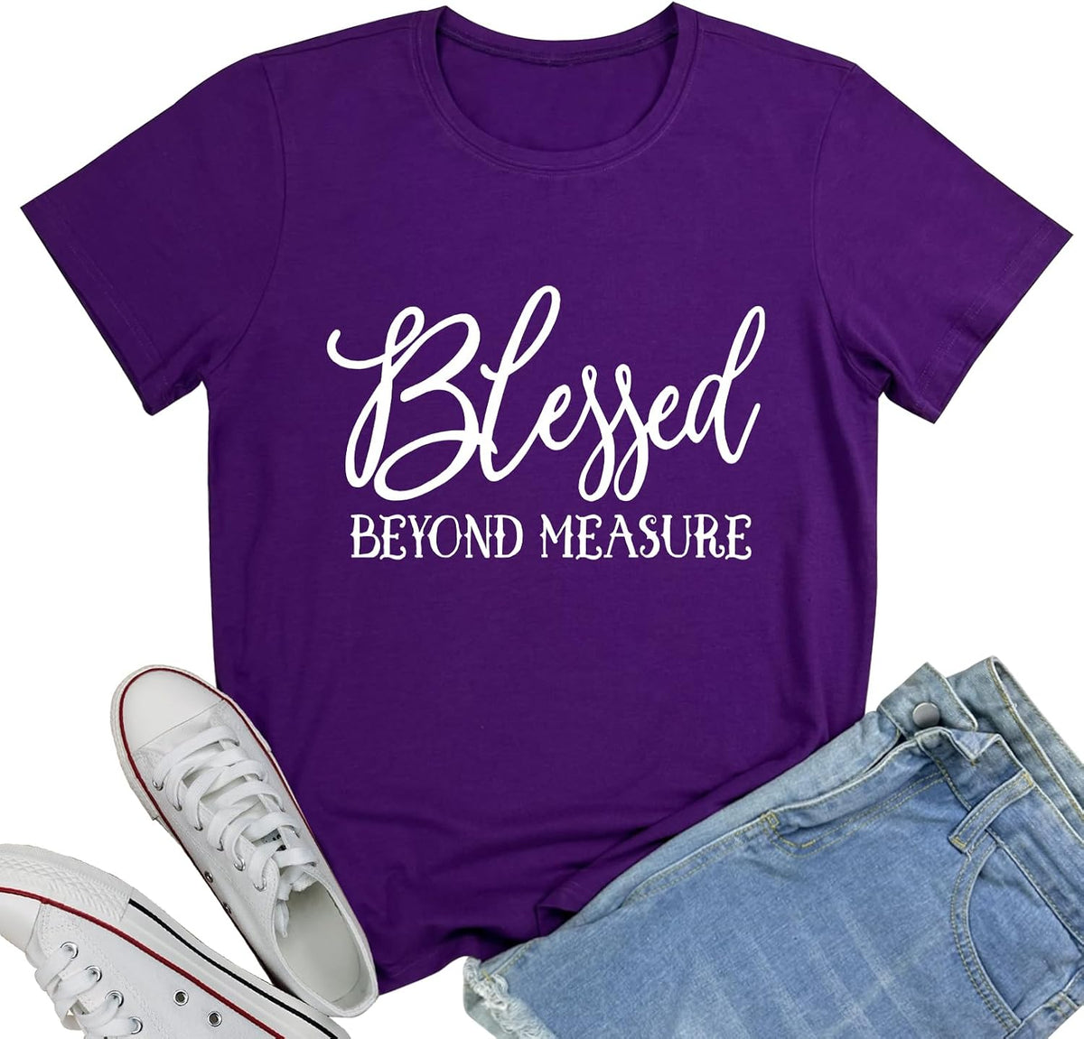 BLACKMYTH Graphic T-Shirts for Women Faith Shirts for Women - Purple