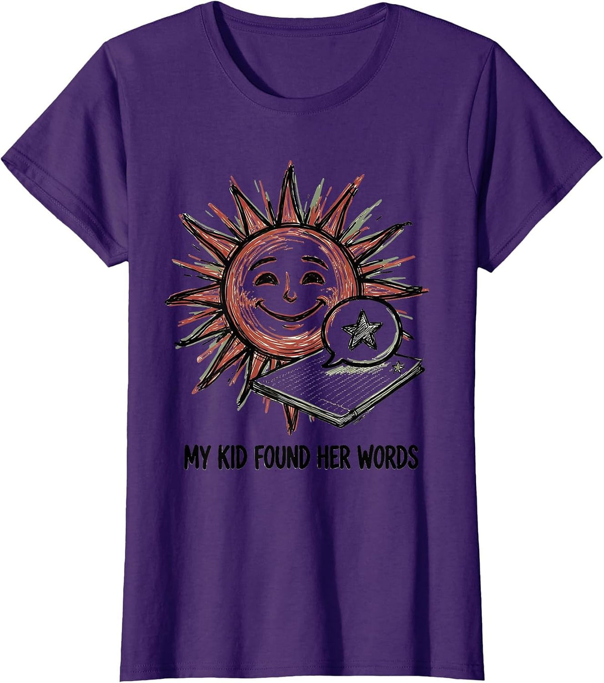 Women's My Kid Found Her Words Cute Speech Language Pathologist SLP T-Shirt - Purple