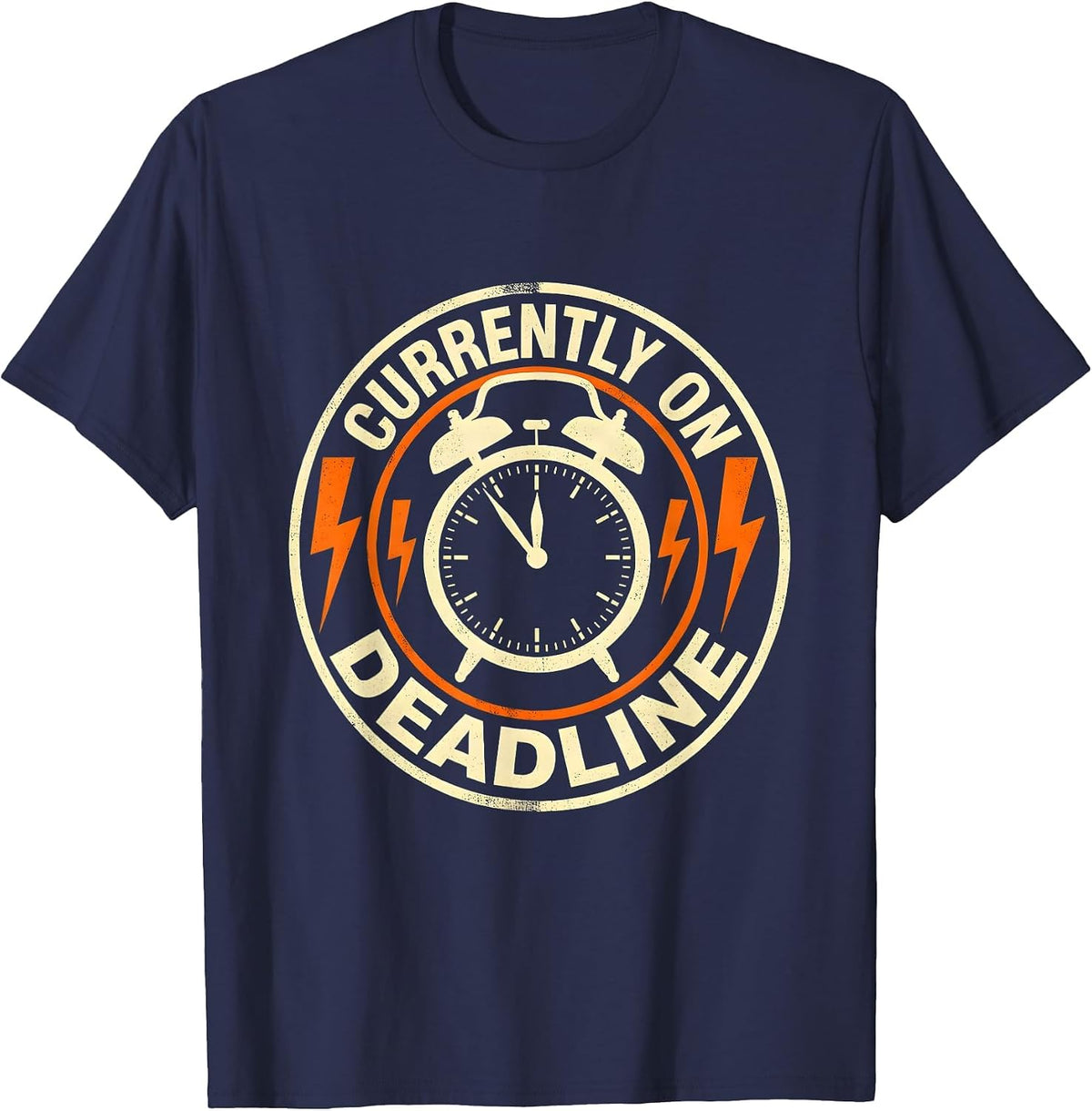 Currently On Deadline Graphic Design T-Shirt - Navy Blue