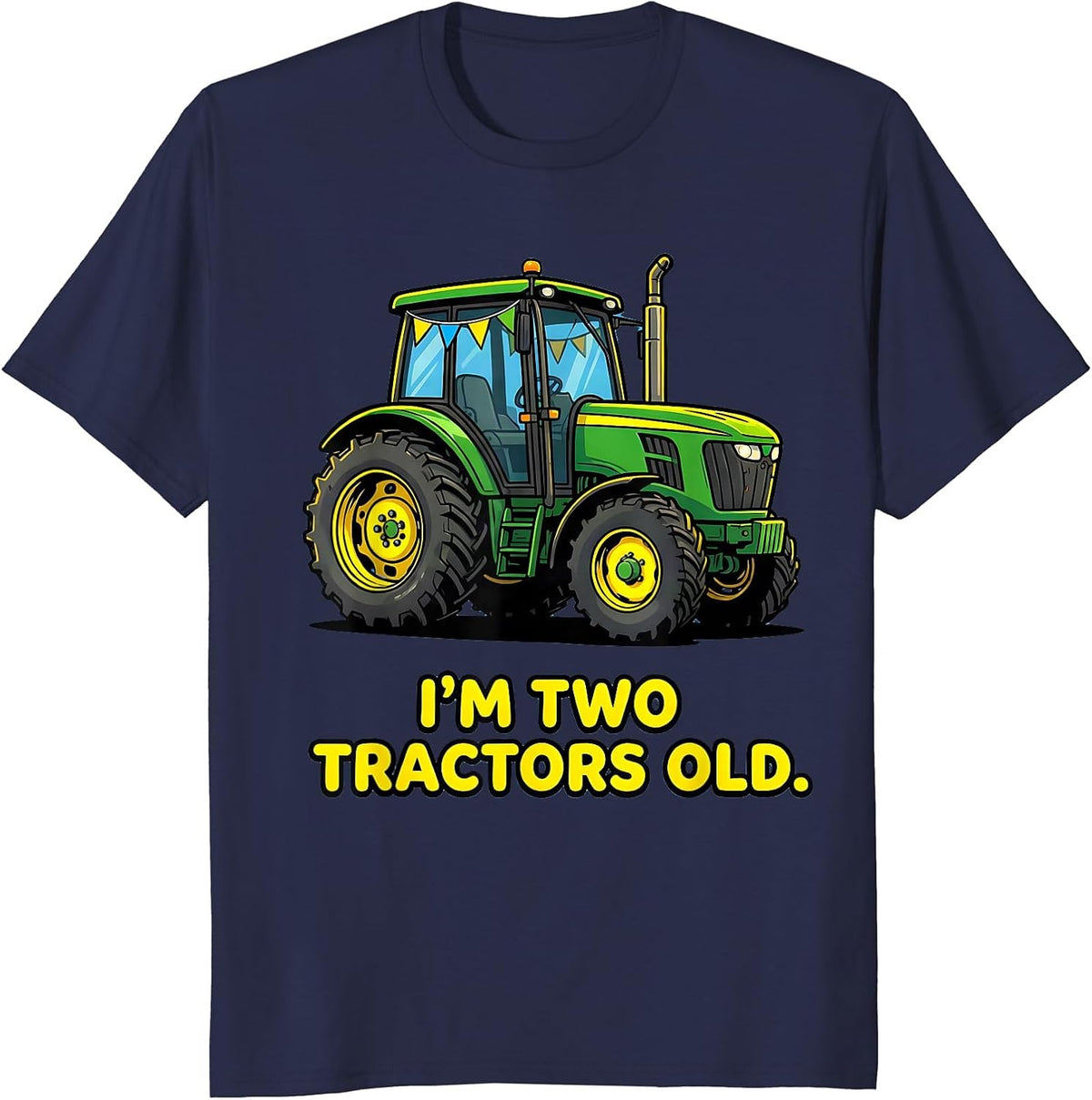 I'm Two Tractors Old Funny Toddler Boy Tractor Lover 2nd T-Shirt - Navy Blue