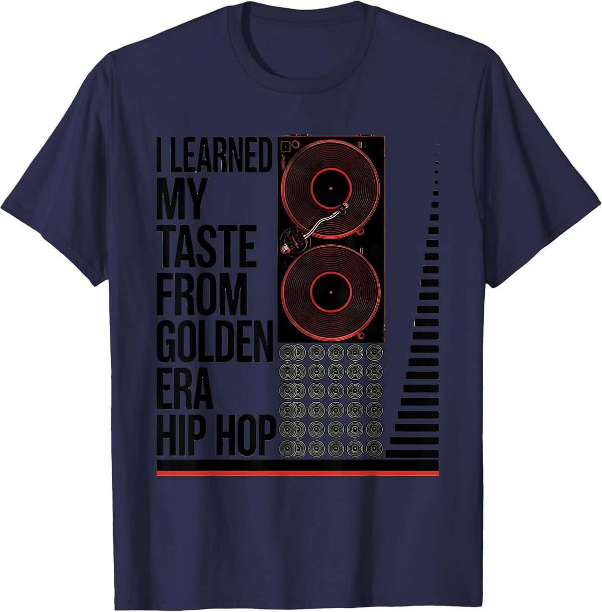 Men's I Learned My Taste From Golden Era Hip Hop Retro T-Shirt - Navy Blue