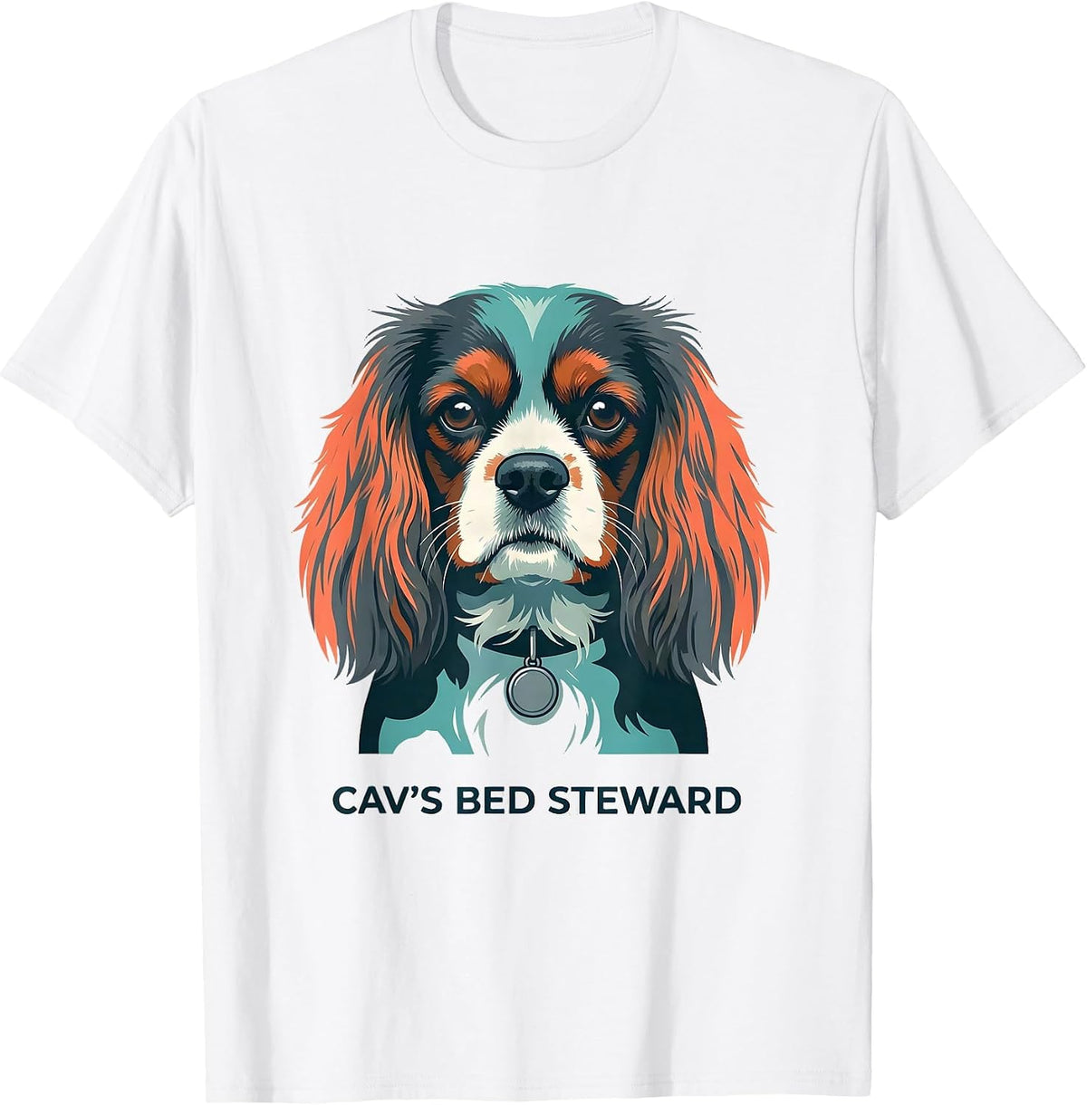 Cav's Bed Steward Funny Cavalier King Charles Spaniel Owner T-Shirt - White