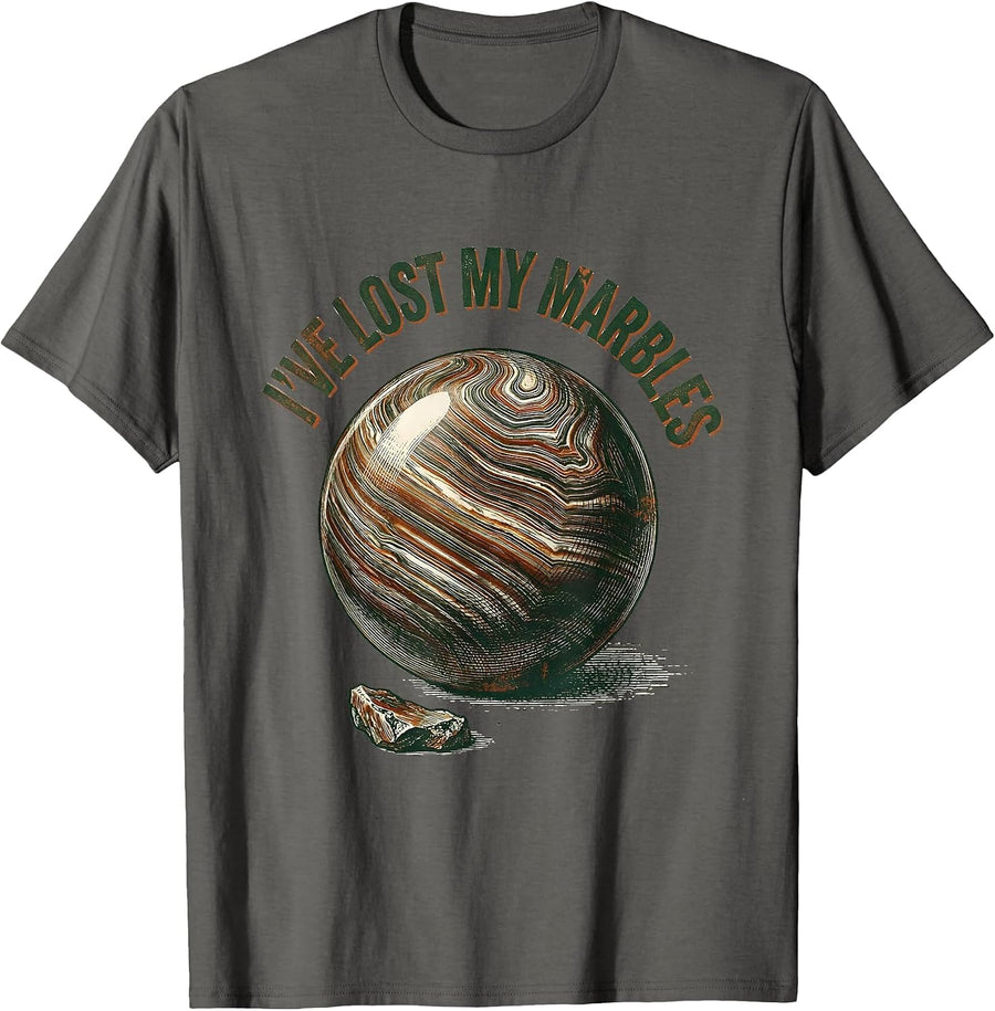 I've Lost My Marbles Vintage Funny Rock Collector Geology T-Shirt - Asphalt Grey