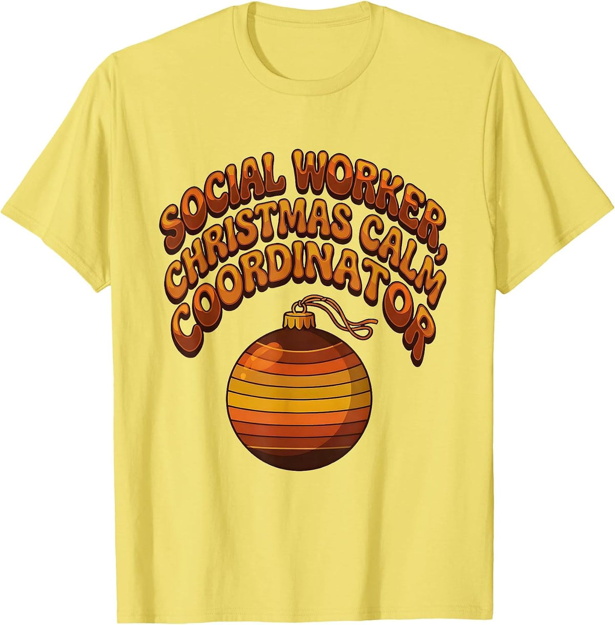 Men's Social Worker, Christmas Calm Coordinator Retro T-Shirt - Lemon Yellow