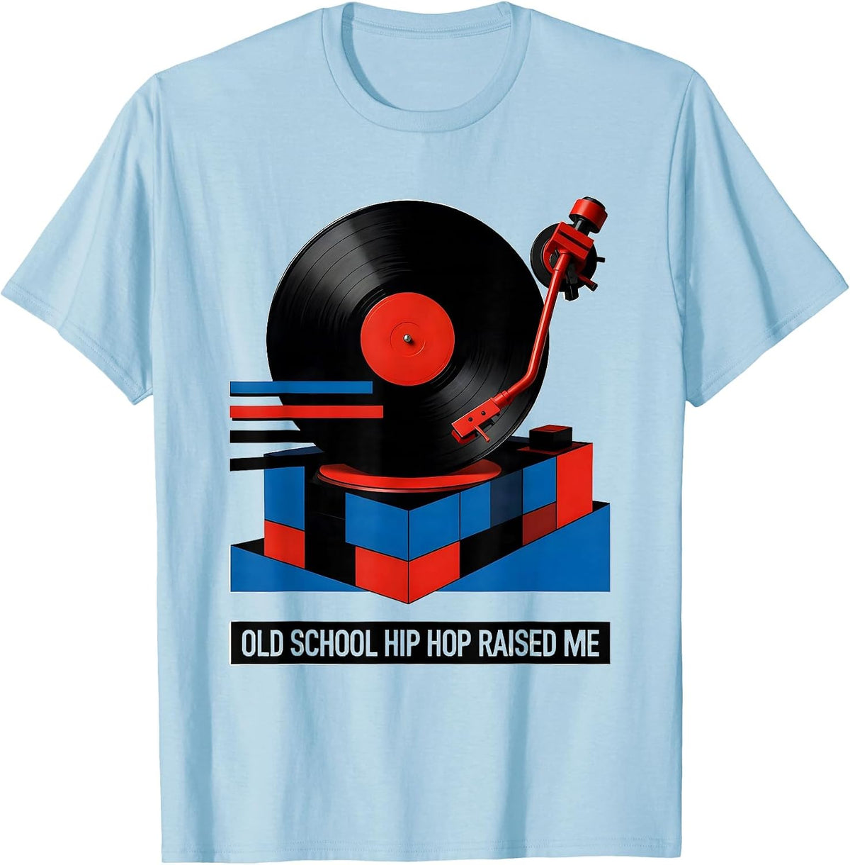 Men's Old School Hip Hop Raised Me Retro Streetwear Vintage T-Shirt - Baby Blue