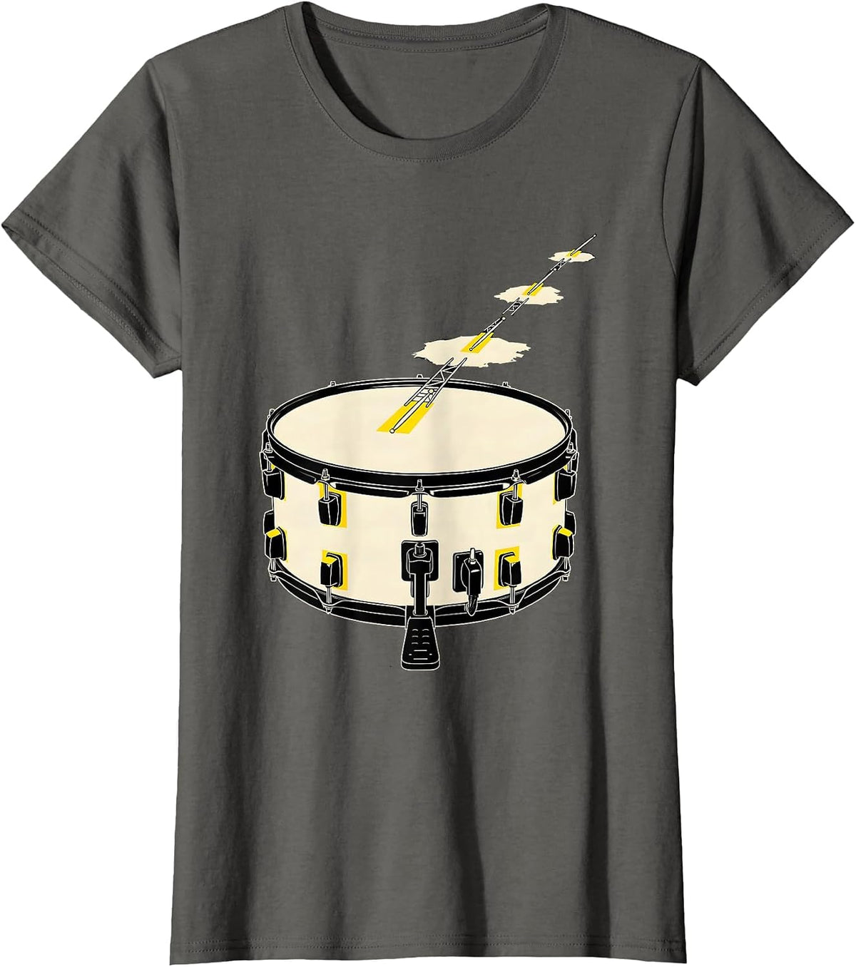 Women's Stencil Bass Drum Drummer Humor Vintage Gift T-Shirt - Asphalt Grey