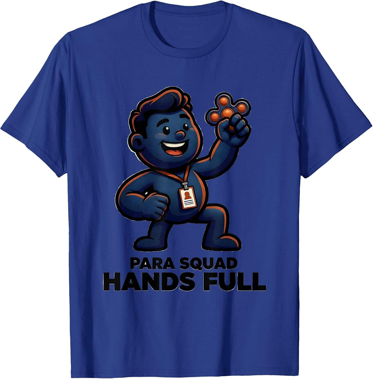 Men's Para Squad Hands Full Cartoon Paraprofessional Appreciation T-Shirt - Royal Blue